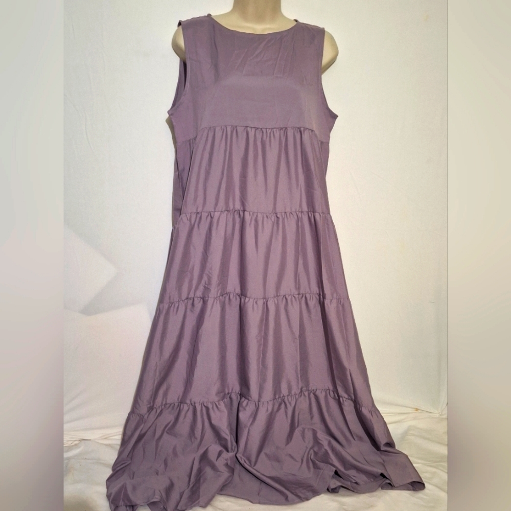 ZANZEA Women's Grey Short Sleeve Swing Loose Maxi Party Dress Size Medium M